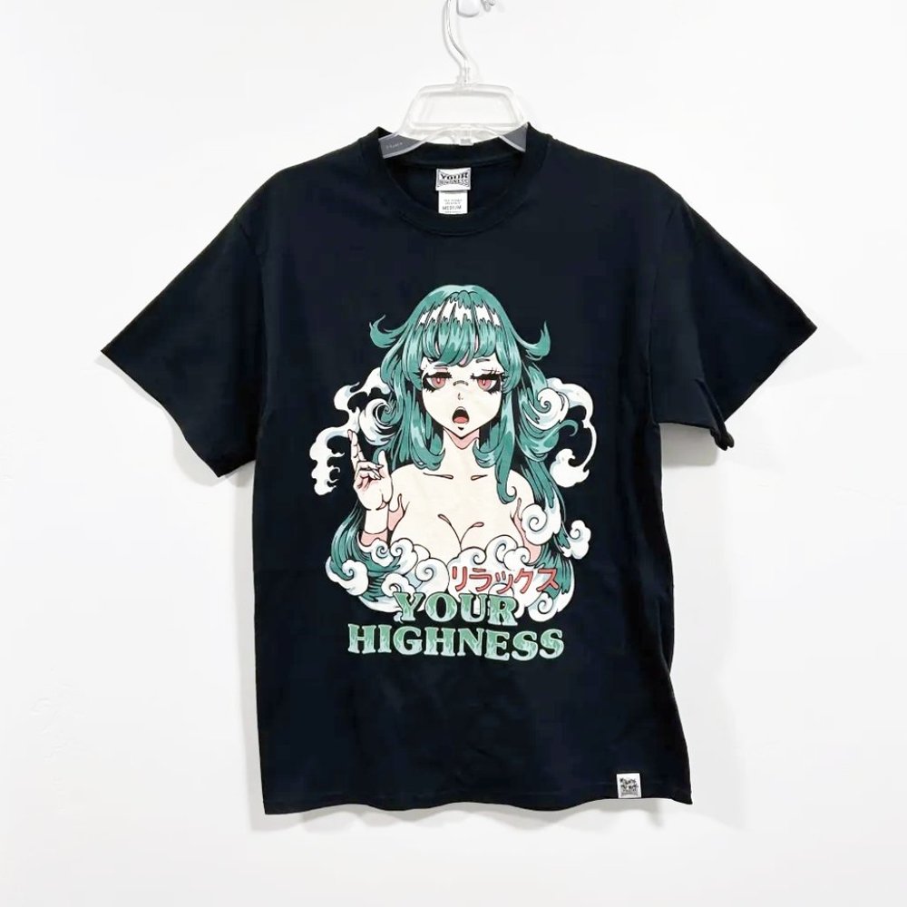 ✨NEW✨ Your Highness Anime Girl Foggy Green Hair Japanese Girl Graphic Tee